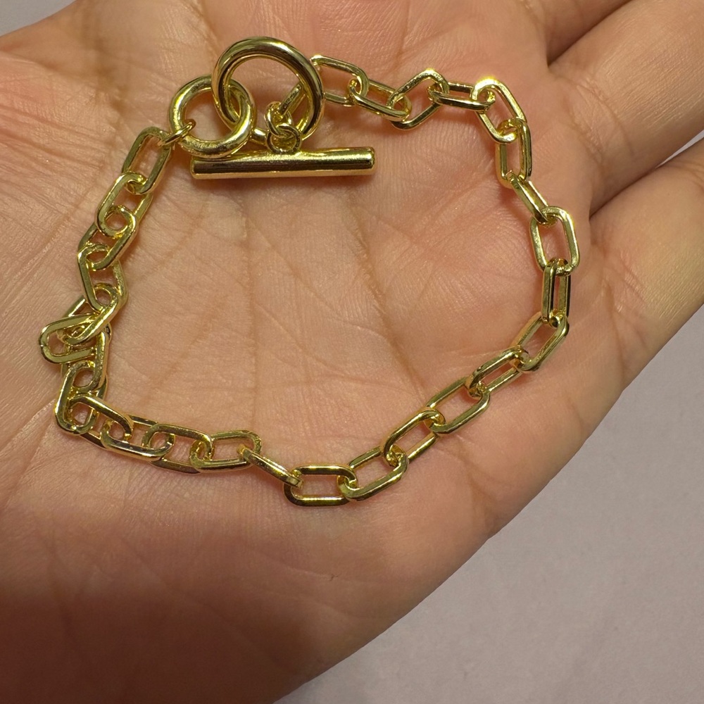 Uncommon James 14k Gold Plated Brass Small Toggle Chain Bracelet 7”